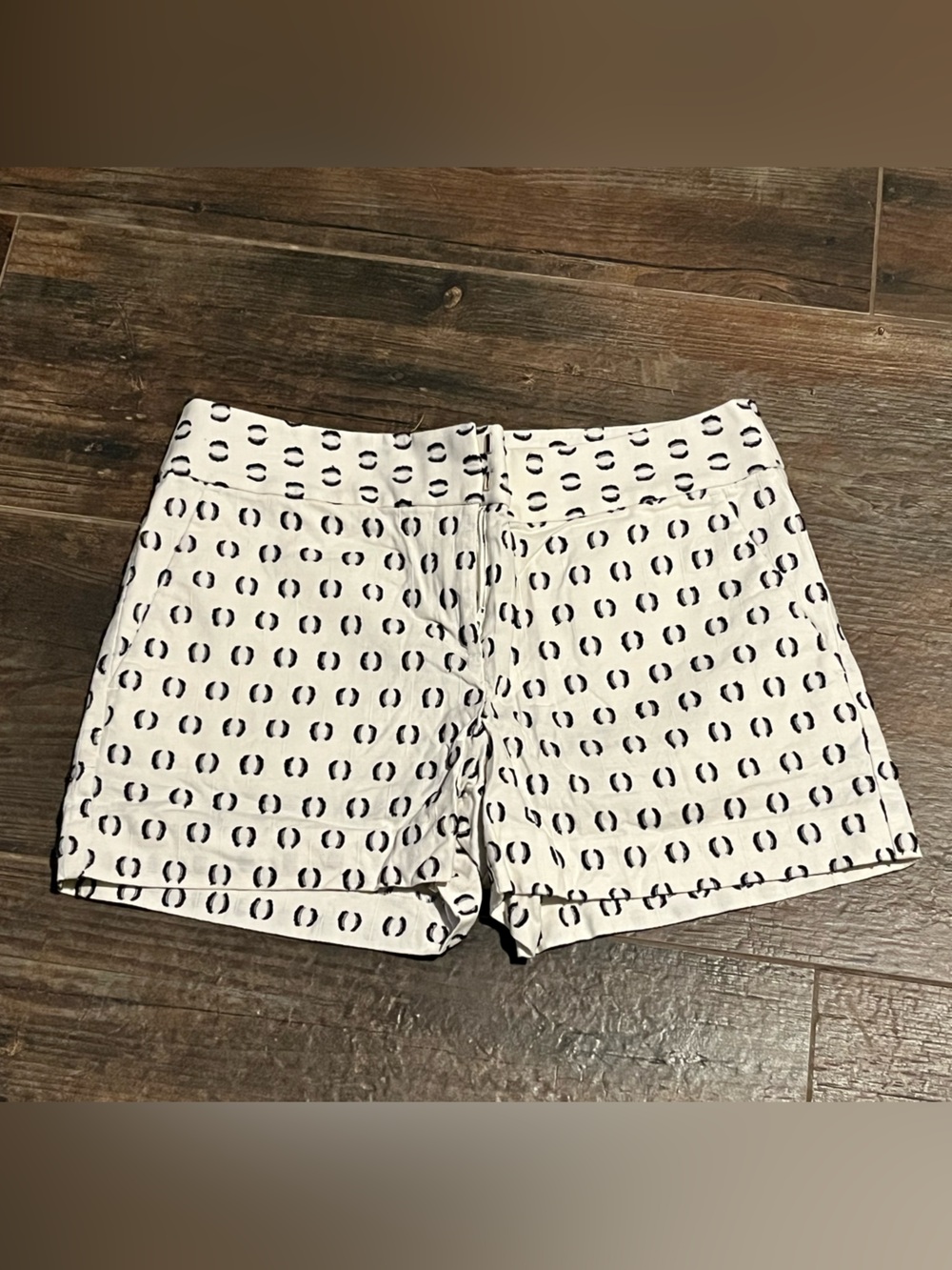 LOFT White Shorts with Black Crescent Print